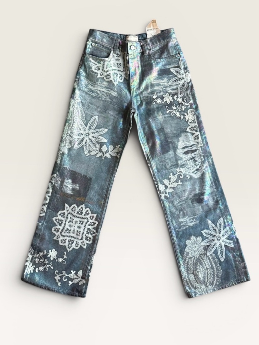 NWT Free People We The Free Tinsley Printed High-Rise Illusions Jeans - Picture 6 of 12